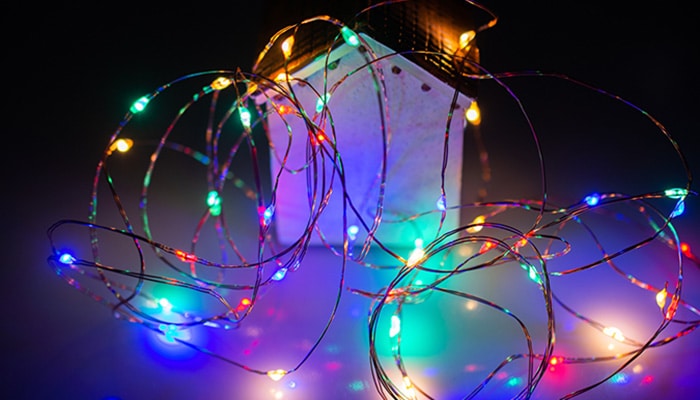 Model House With Christmas Lights